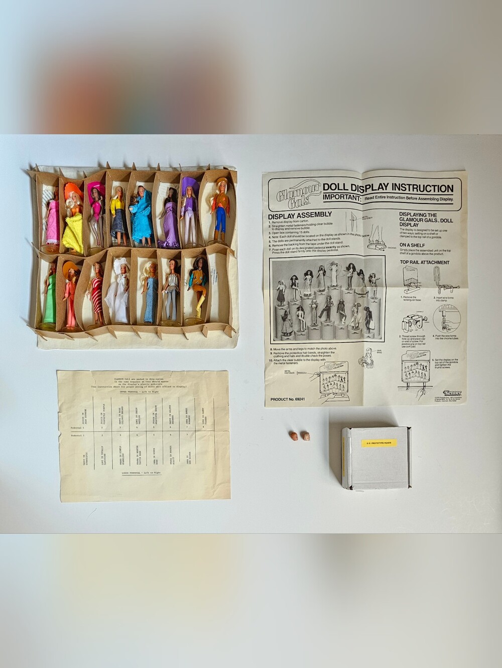 1981 Kenner Glamour Gals STORE DISPLAY Set 69241 w/ 2 PROTOTYPE Test Shot Heads